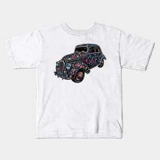 Car - an old retro car painted with psychedelic shapes and colors Kids T-Shirt